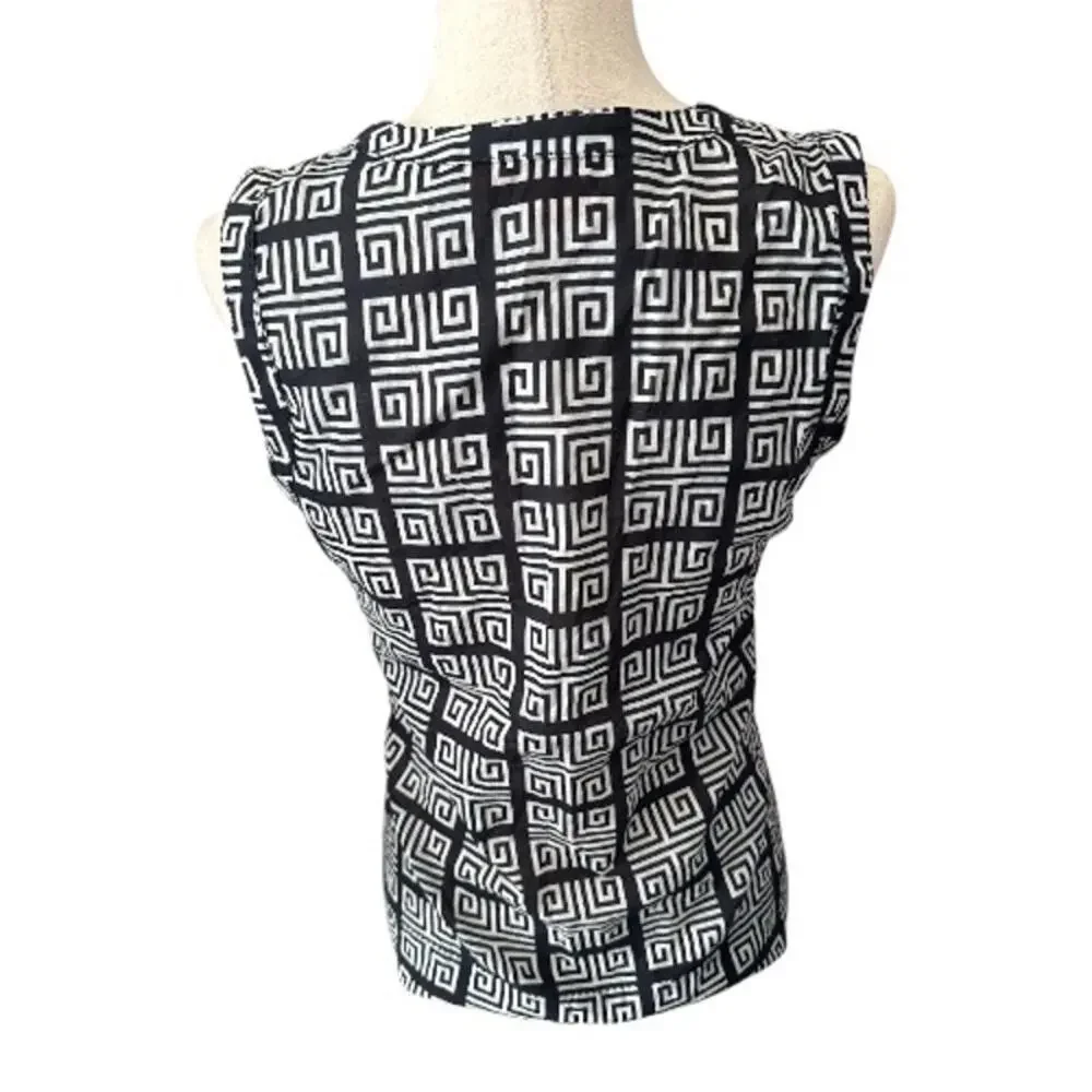 Tory Burch Sleeveless Greek Key Print Cotton Top 6